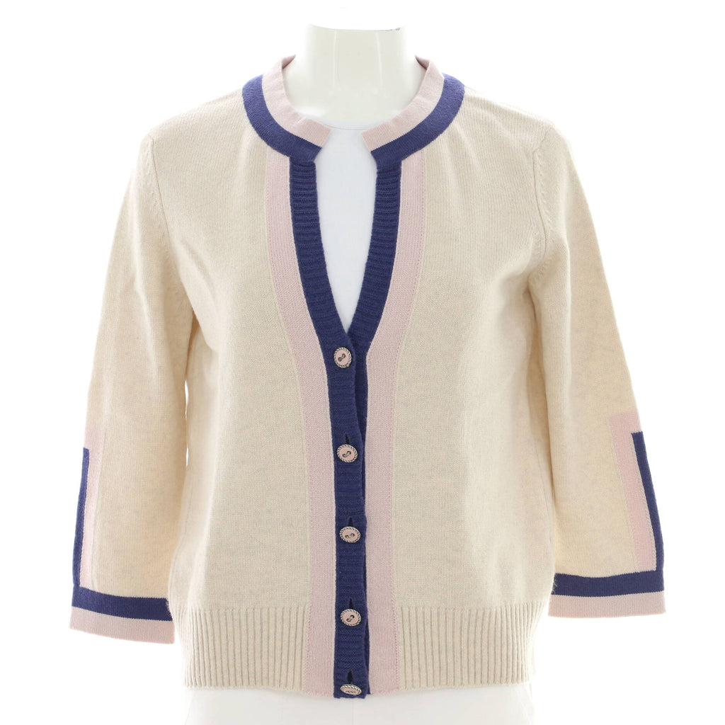 Women's Cropped Sleeve V-Neck Cardigan Cashmere