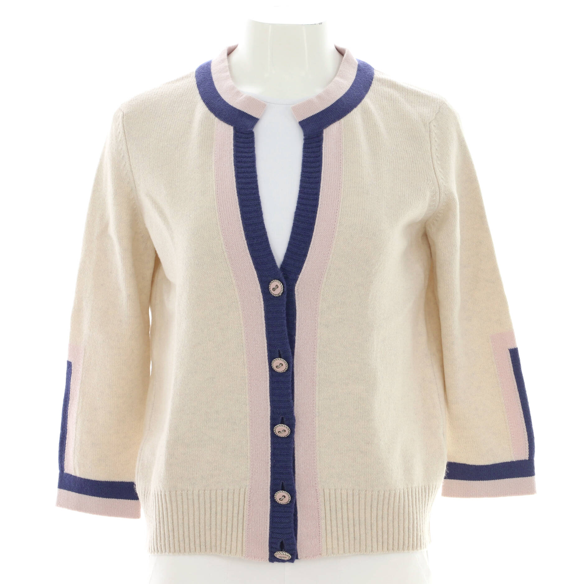 Women's Cropped Sleeve V-Neck Cardigan Cashmere