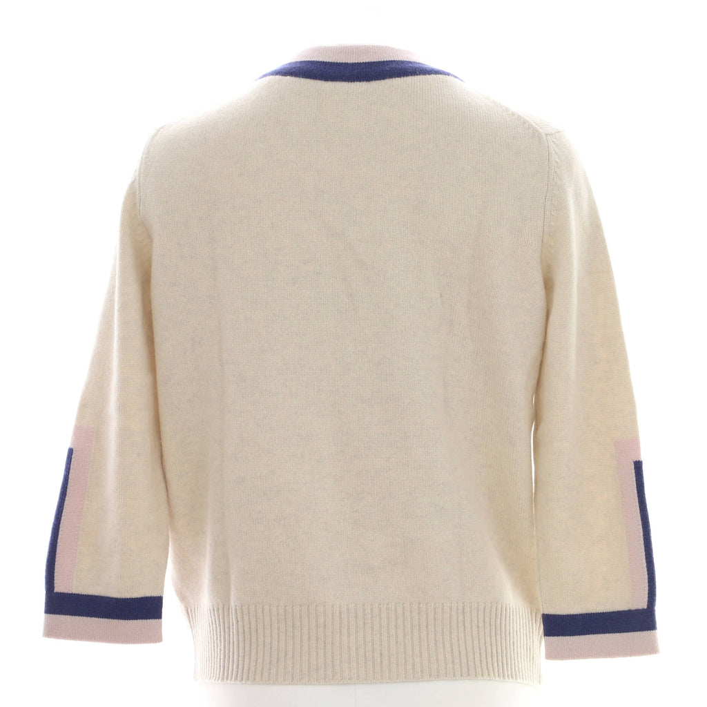 Women's Cropped Sleeve V-Neck Cardigan Cashmere