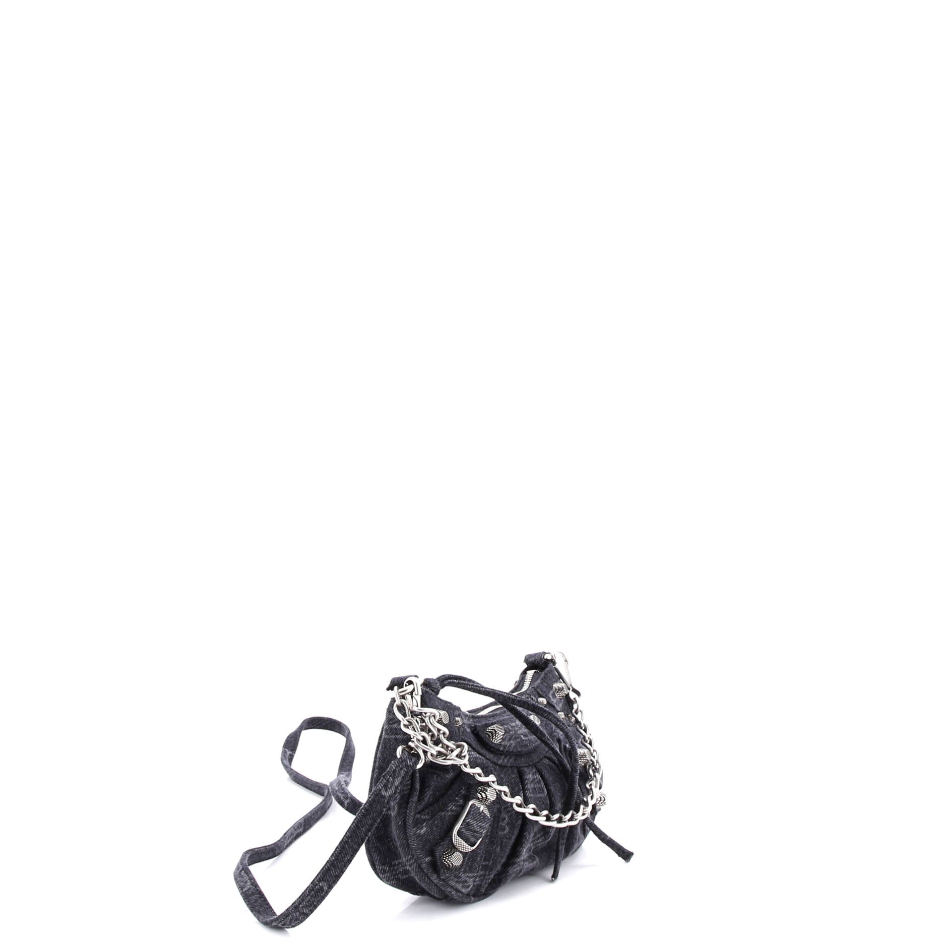 Le Cagole Giant Studs Shoulder Bag BB Monogram Denim Mini
