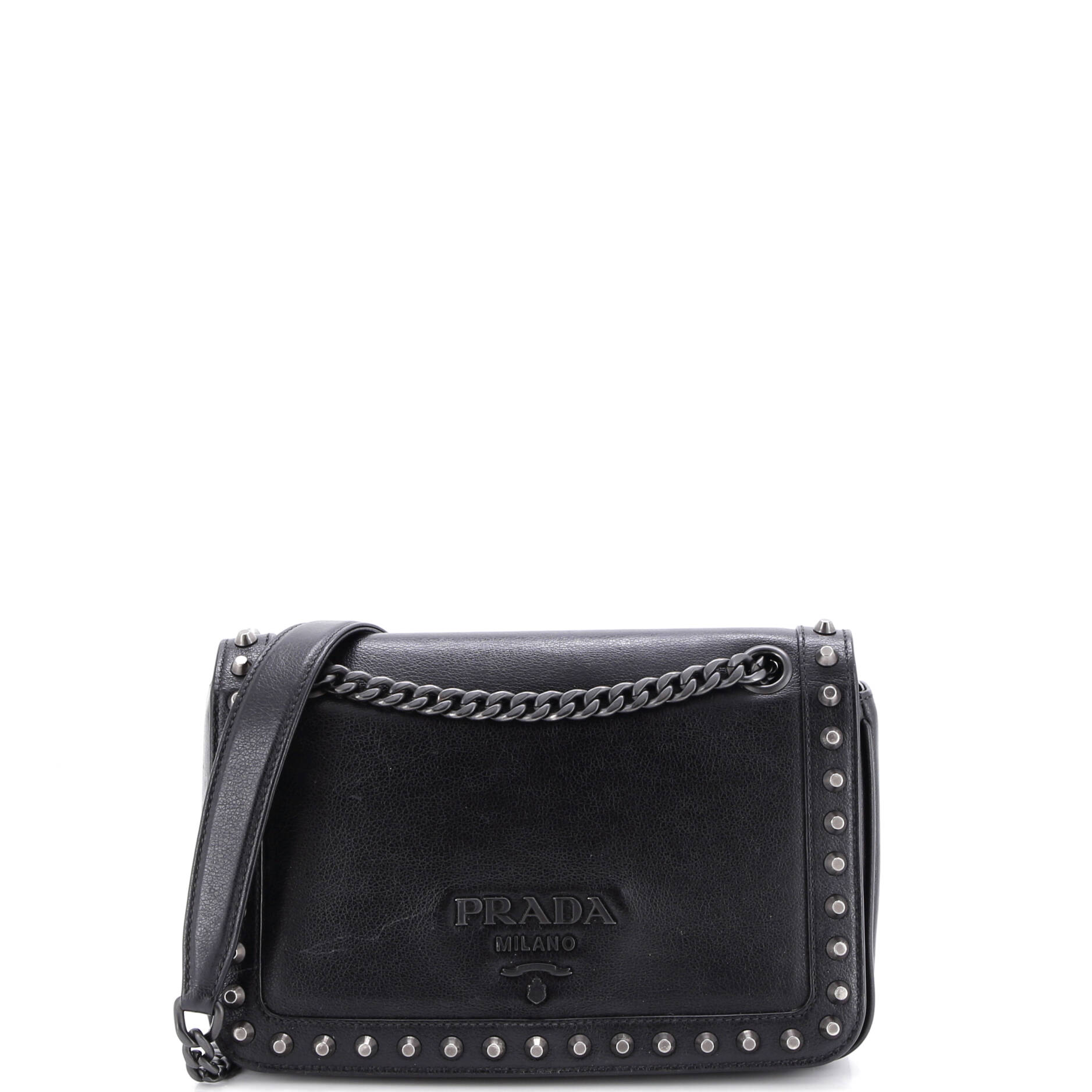 Chain Flap Bag Studded Glace Calf Small