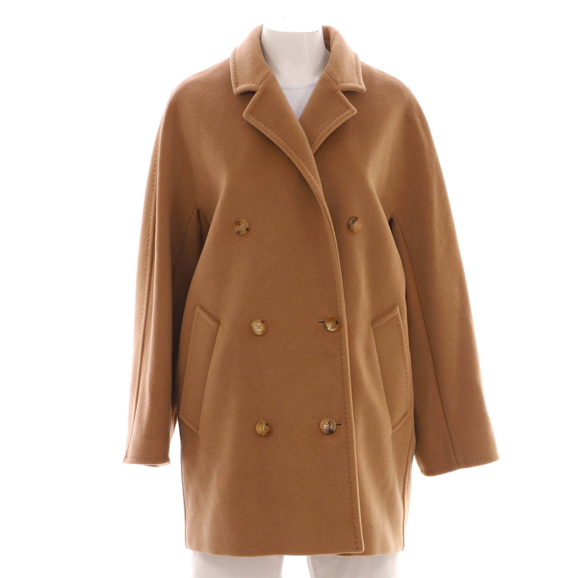 Women's 101801 Icon Double Breasted Short Coat Wool and Cashmere Blend