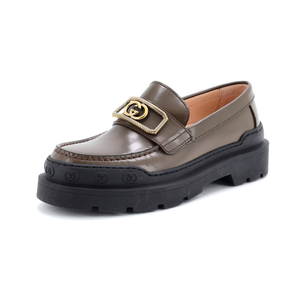 Women's Rectangle Interlocking G Loafers Leather