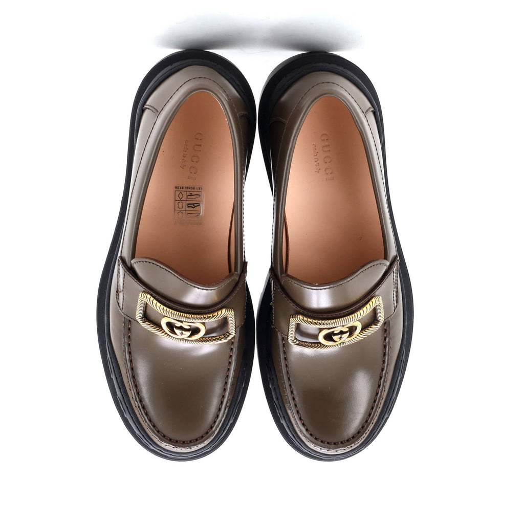 Women's Rectangle Interlocking G Loafers Leather