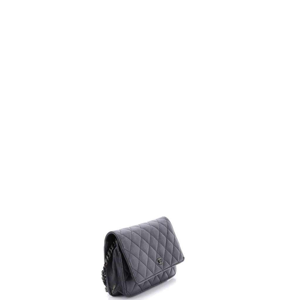 So Black Wallet on Chain Quilted Lambskin