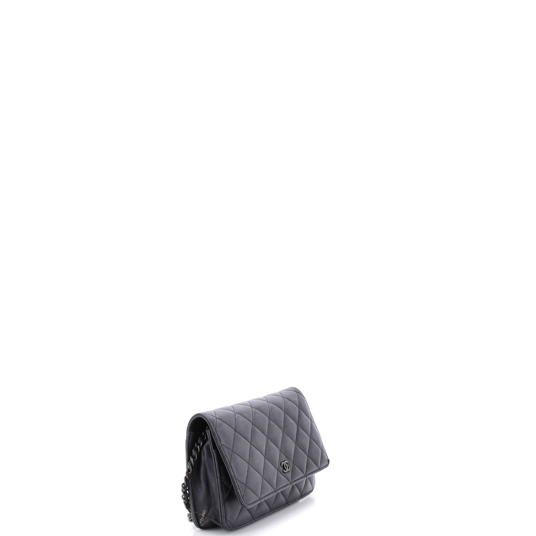 So Black Wallet on Chain Quilted Lambskin