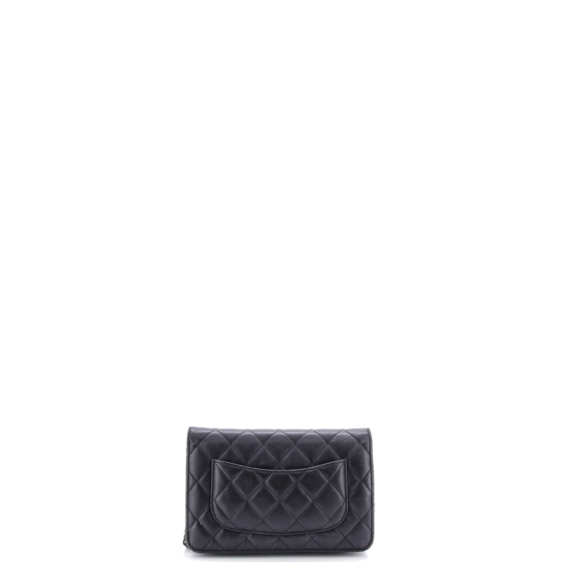 So Black Wallet on Chain Quilted Lambskin