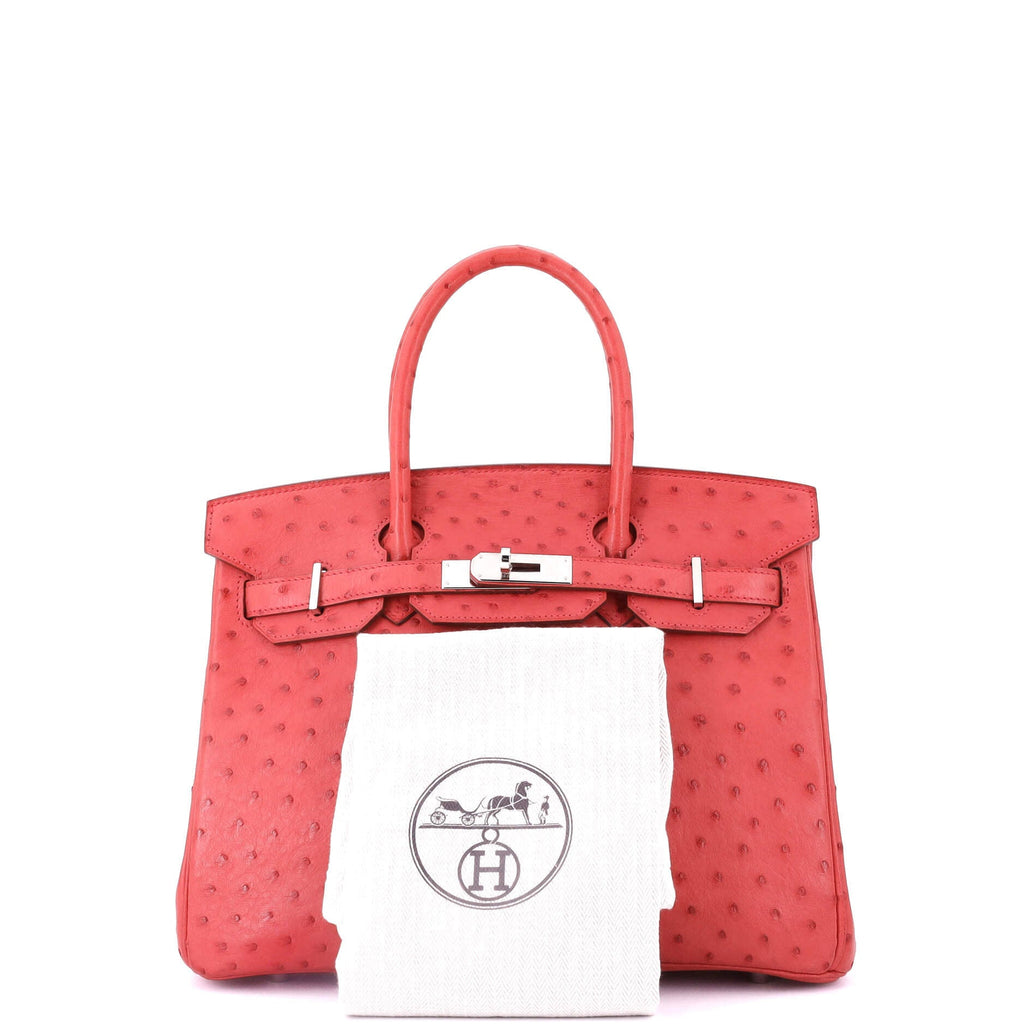 Birkin Handbag Bougainvillier Ostrich with Palladium Hardware 30