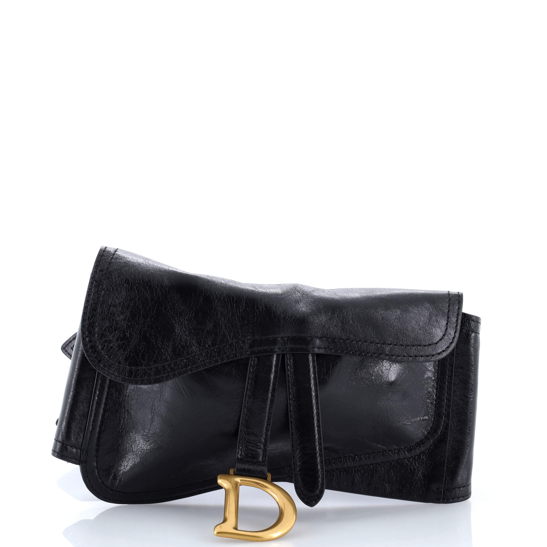 Saddle Double Buckle Belt Bag Leather