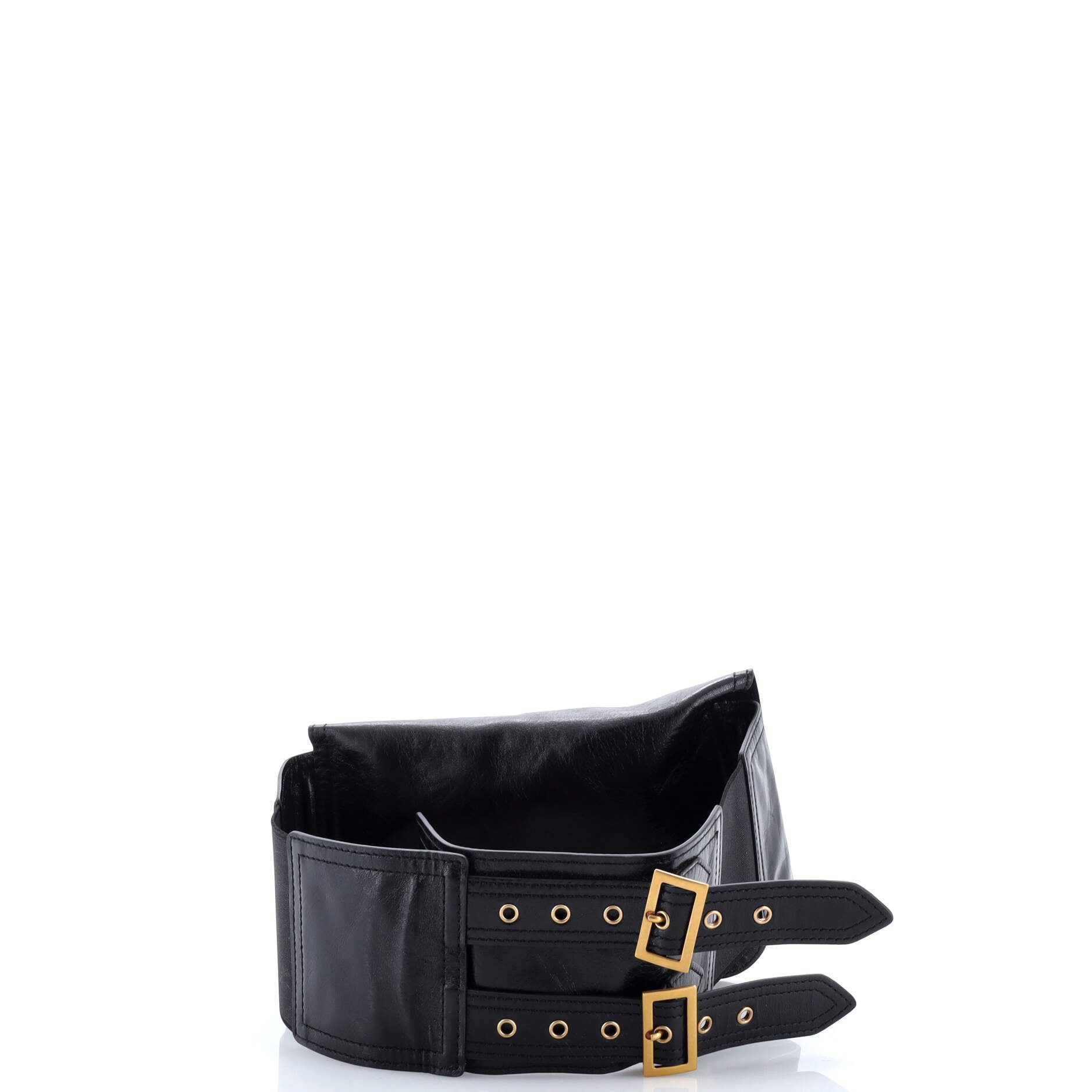 Saddle Double Buckle Belt Bag Leather