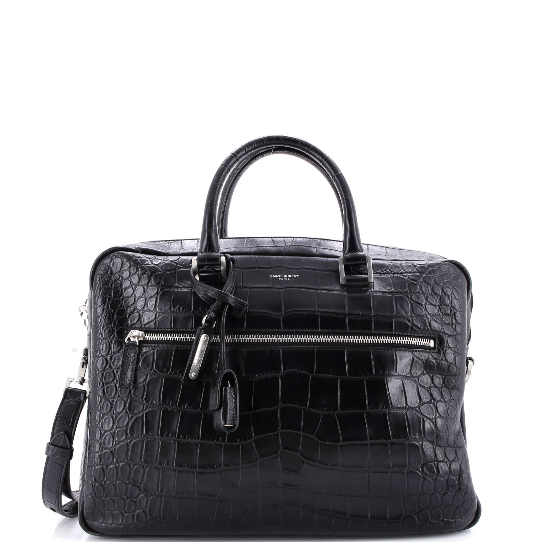 Bold Briefcase Crocodile Embossed Leather