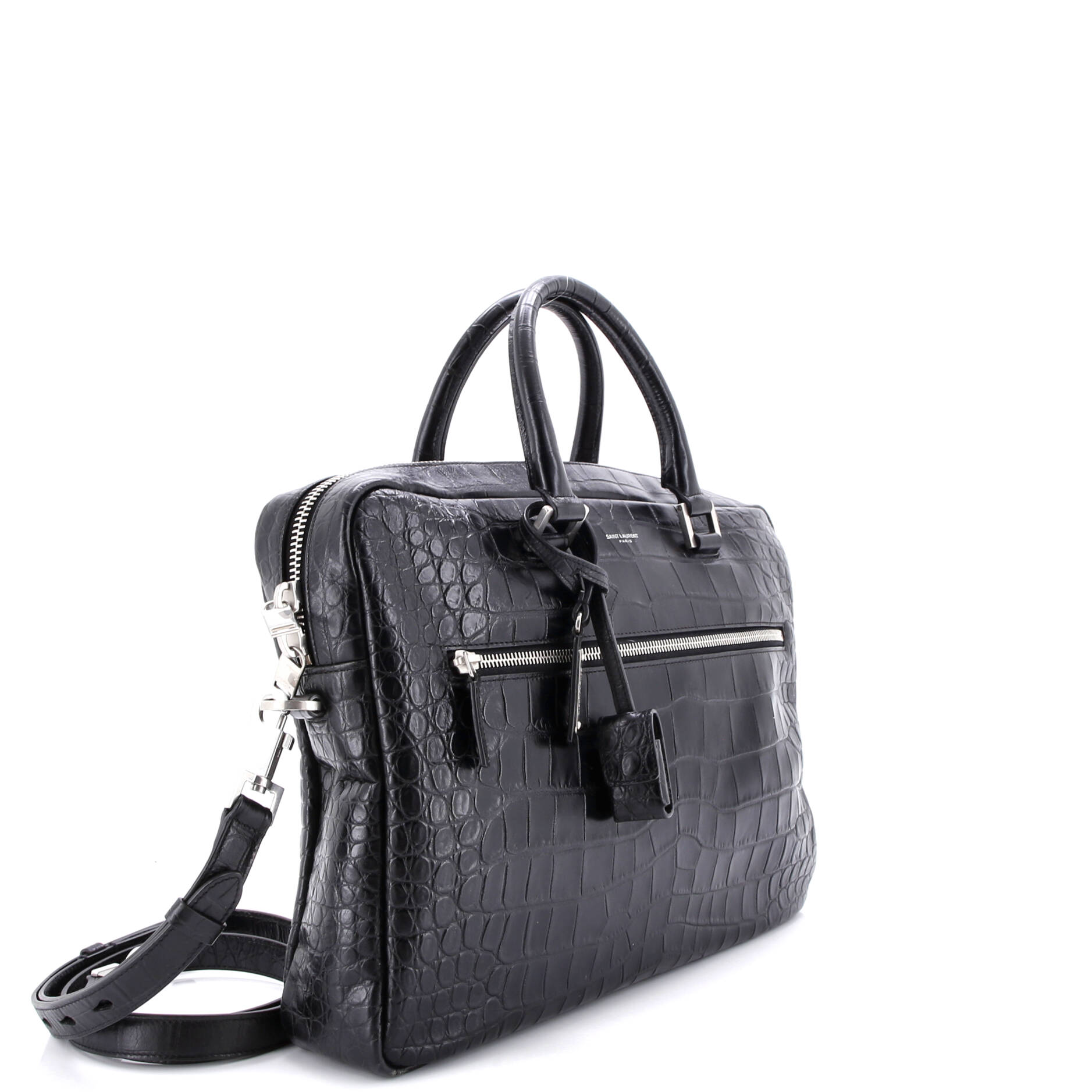 Bold Briefcase Crocodile Embossed Leather