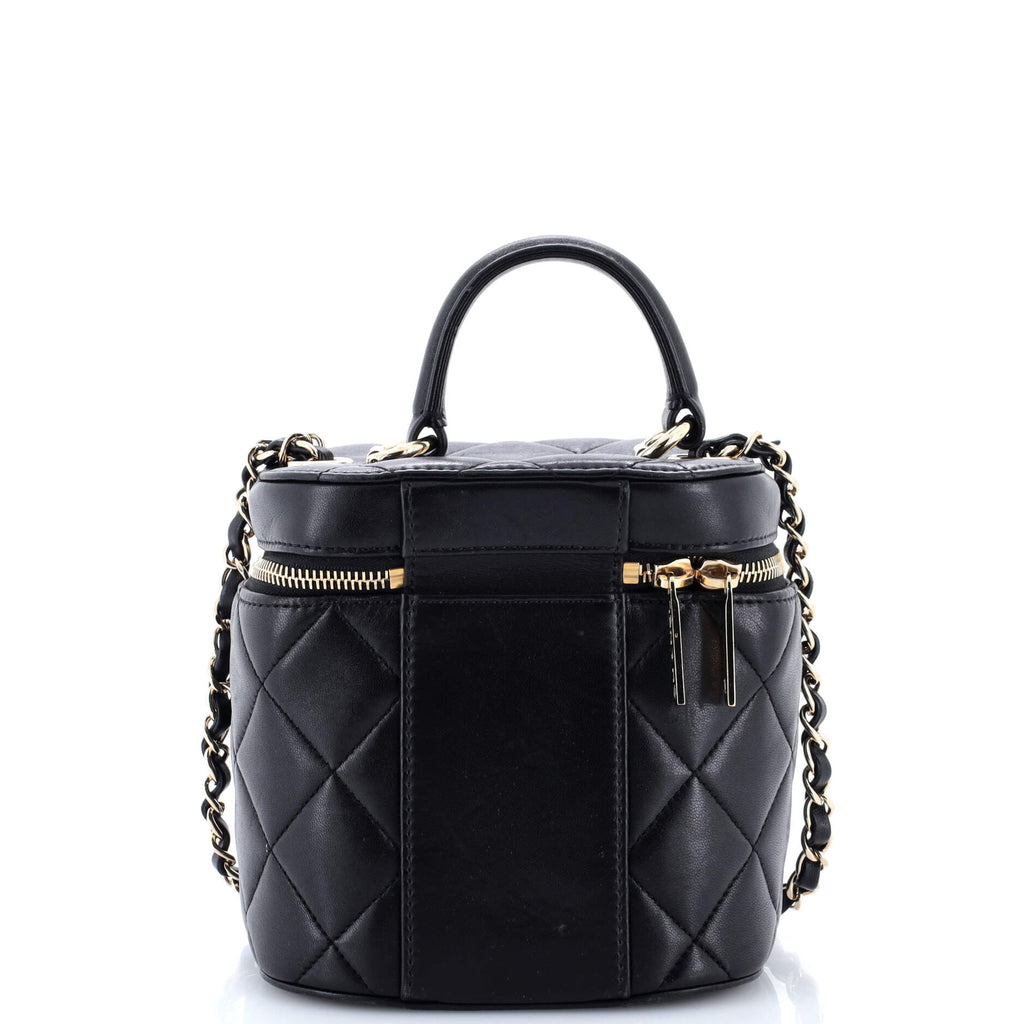 Trendy CC Top Handle Vanity Case Quilted Lambskin Small