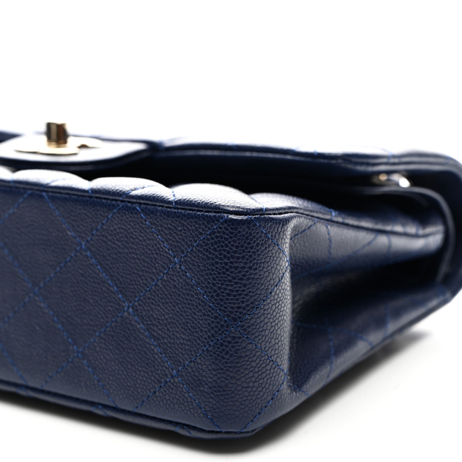 Caviar Quilted Small Double Flap Navy