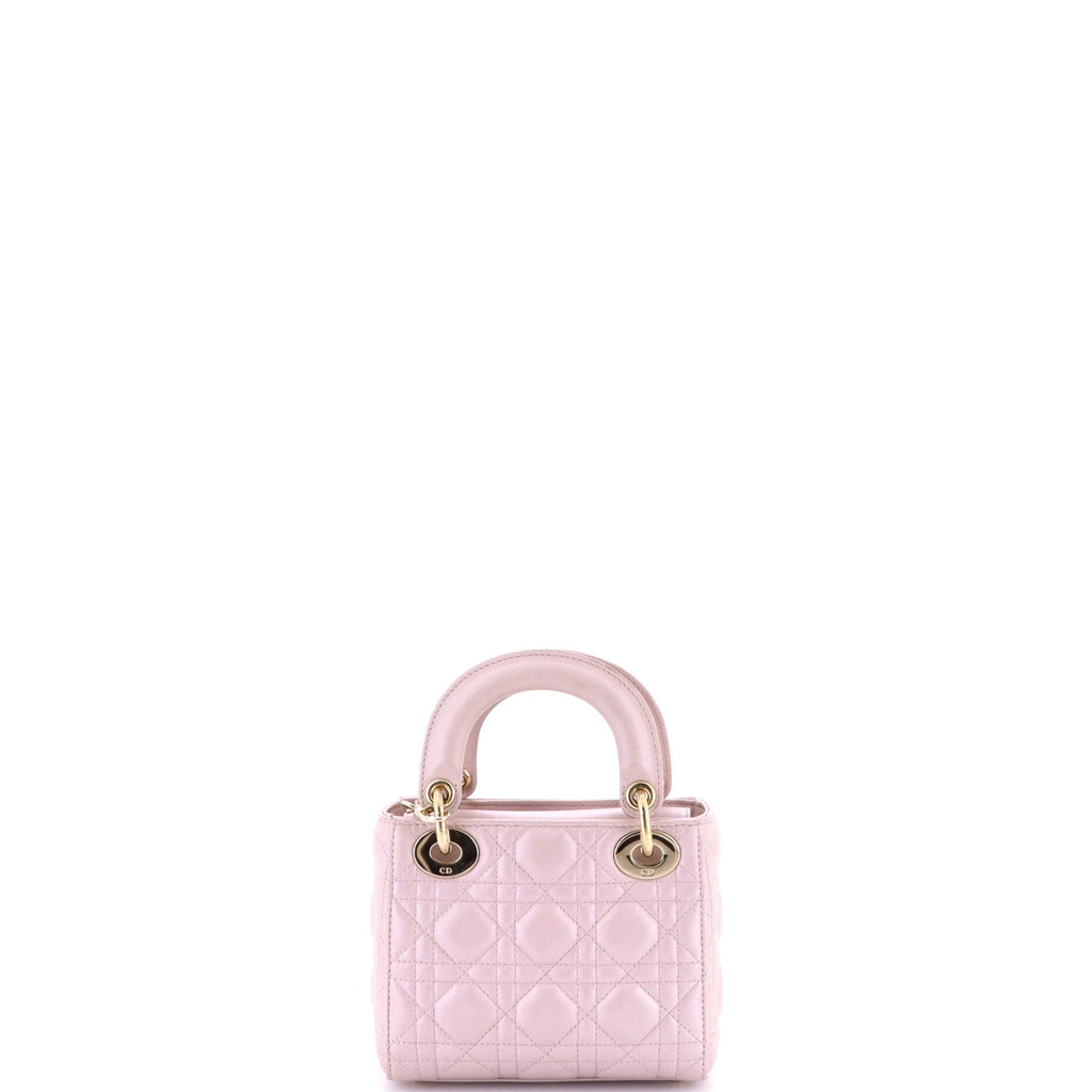 Lady Dior Chain Bag Cannage Quilt Iridescent Leather Mini