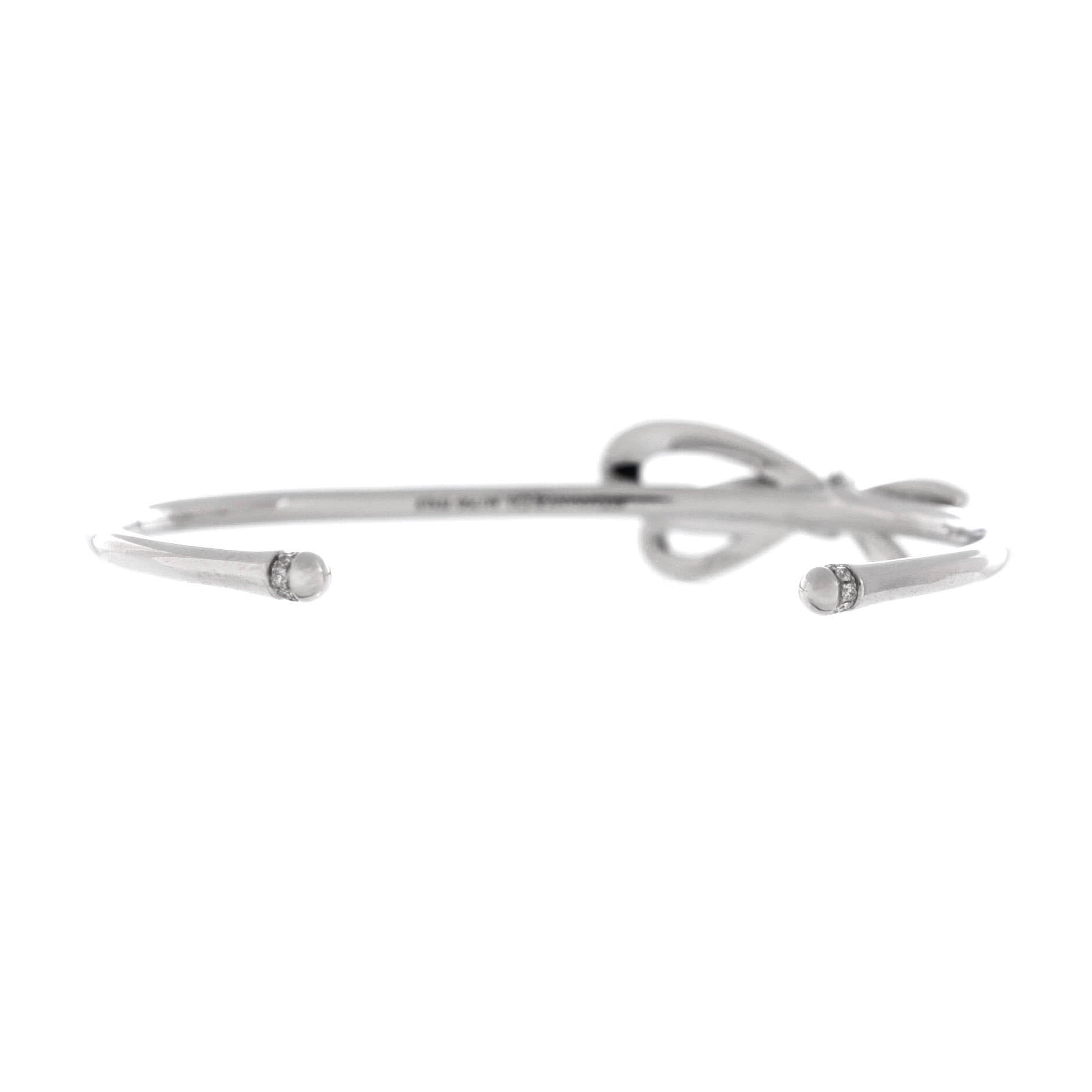 Bow Knot Cuff Bracelet 18K White Gold and Diamonds Medium