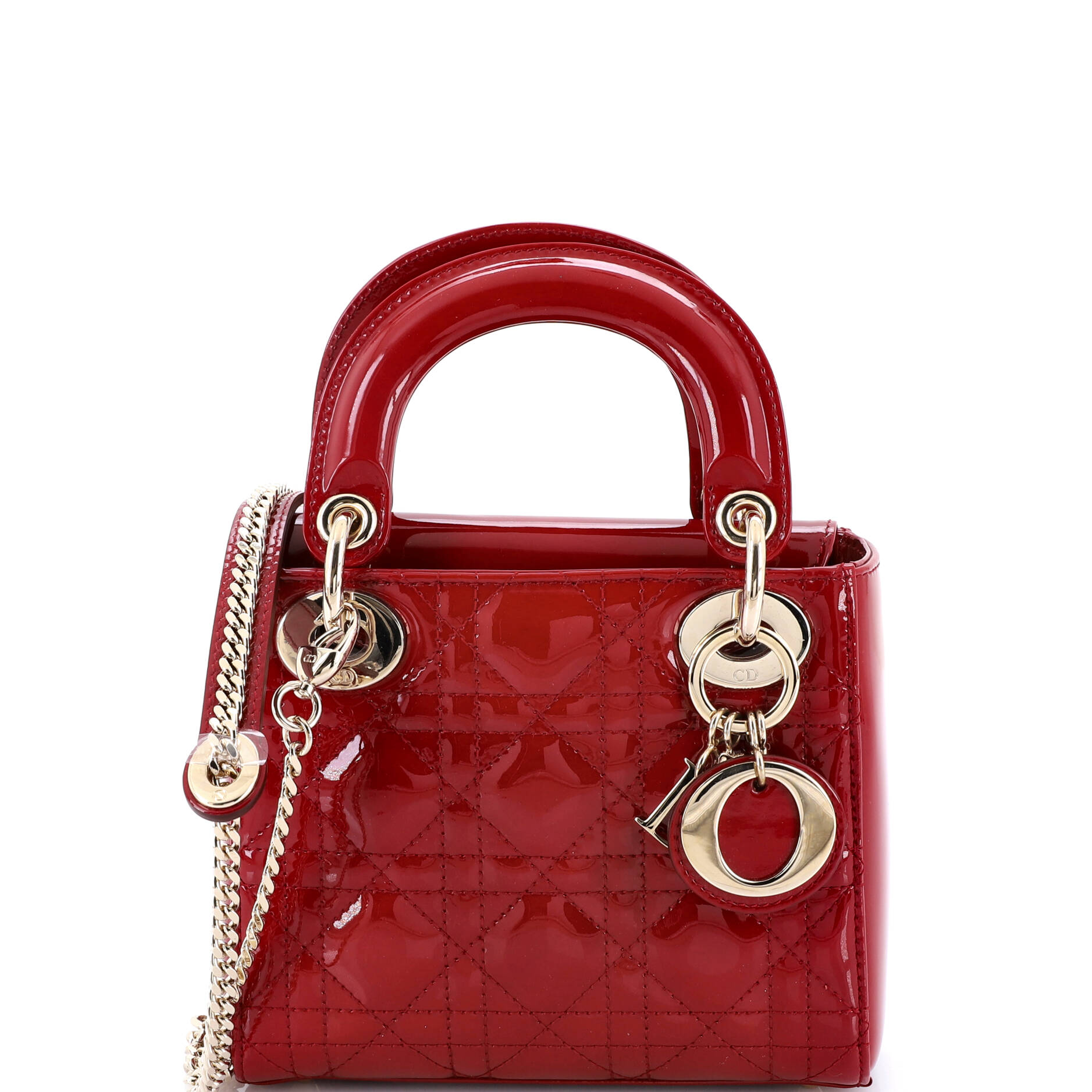 Lady Dior Chain Bag Cannage Quilt Patent Mini