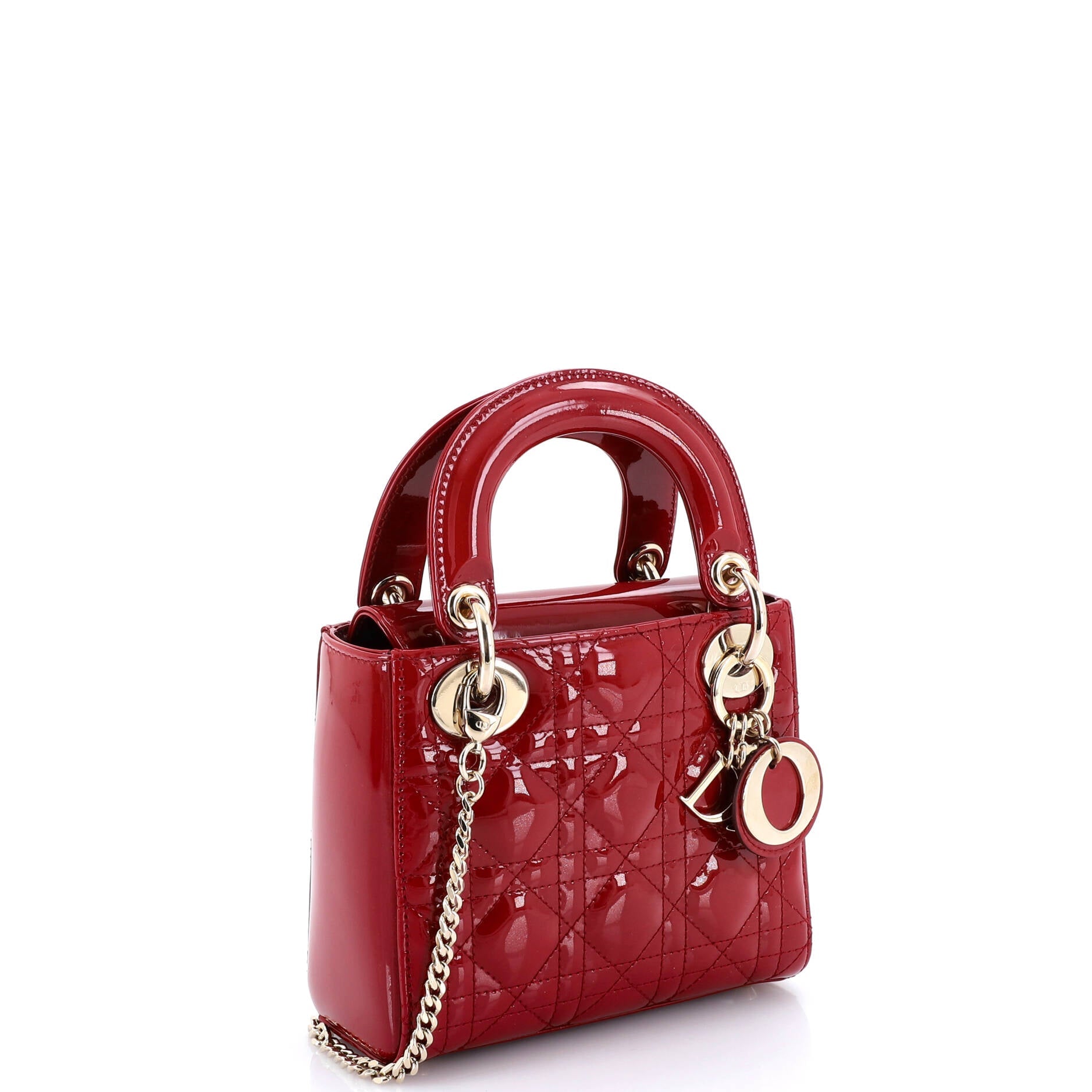 Lady Dior Chain Bag Cannage Quilt Patent Mini