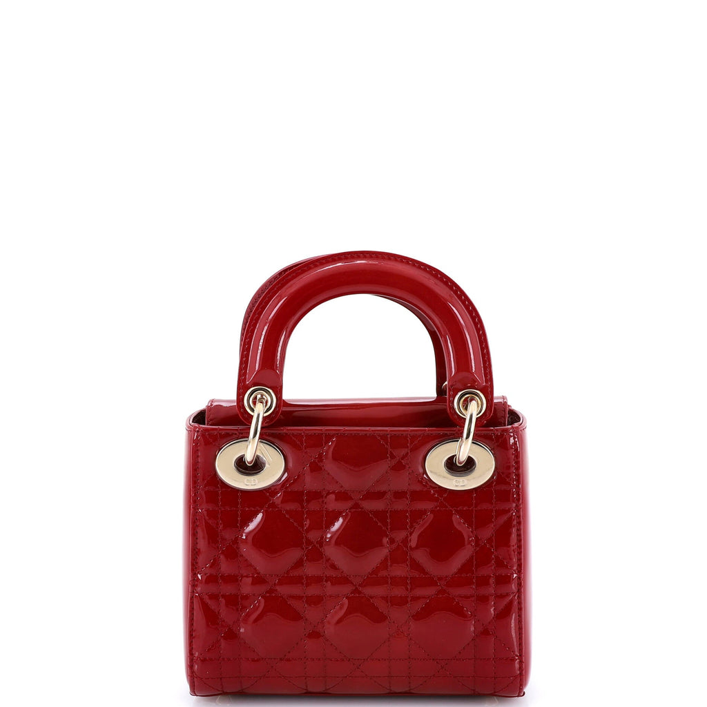 Lady Dior Chain Bag Cannage Quilt Patent Mini