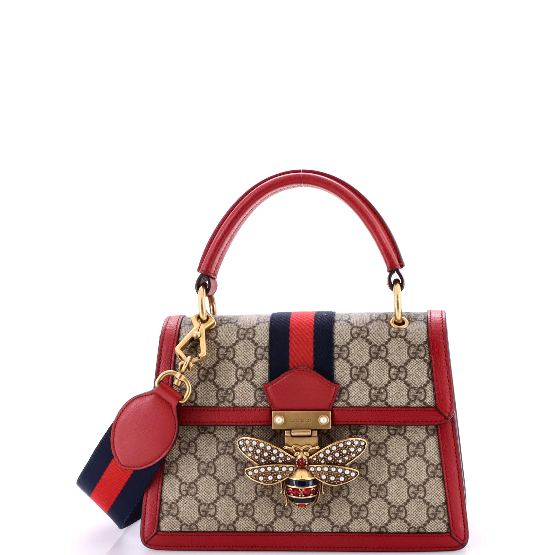 Queen Margaret Top Handle Bag GG Coated Canvas with Leather Small