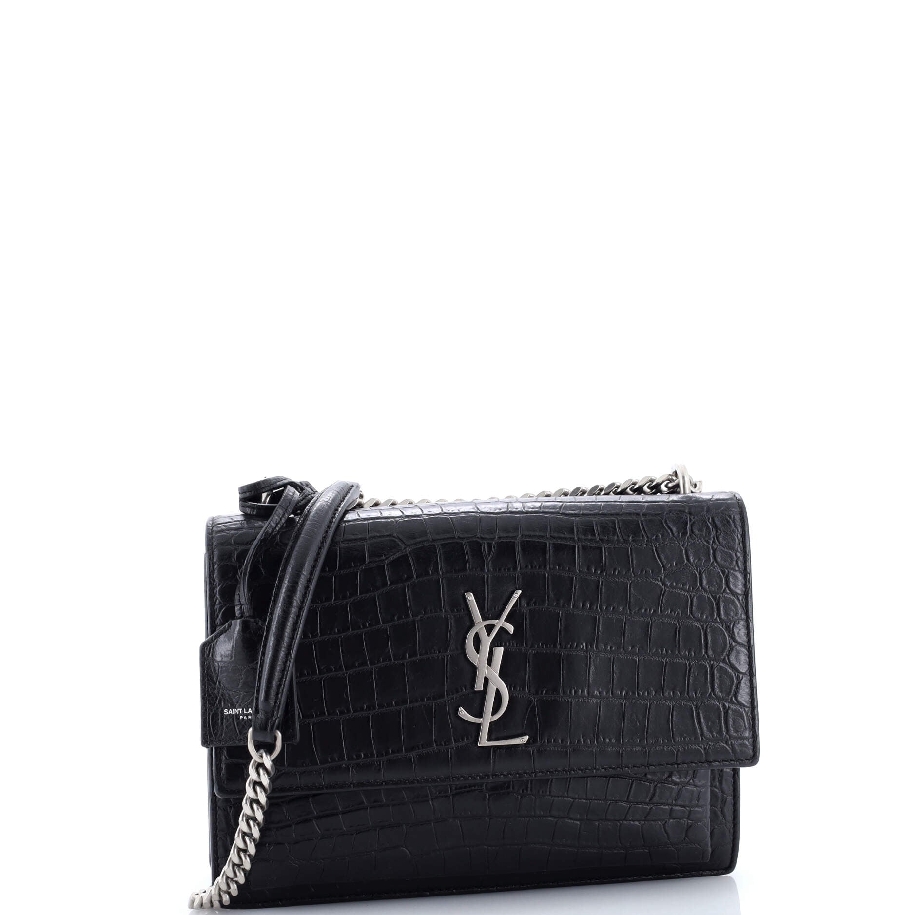 Sunset Crossbody Bag Crocodile Embossed Leather Medium