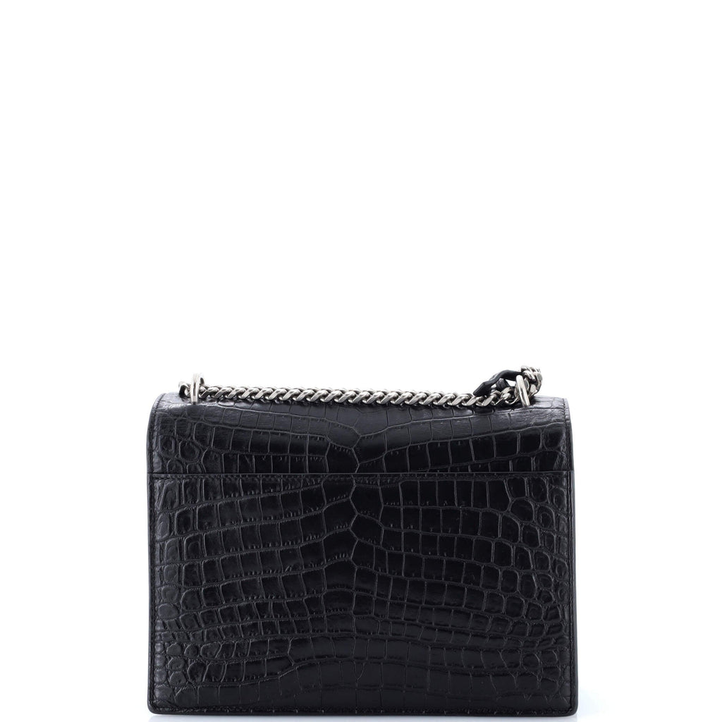 Sunset Crossbody Bag Crocodile Embossed Leather Medium