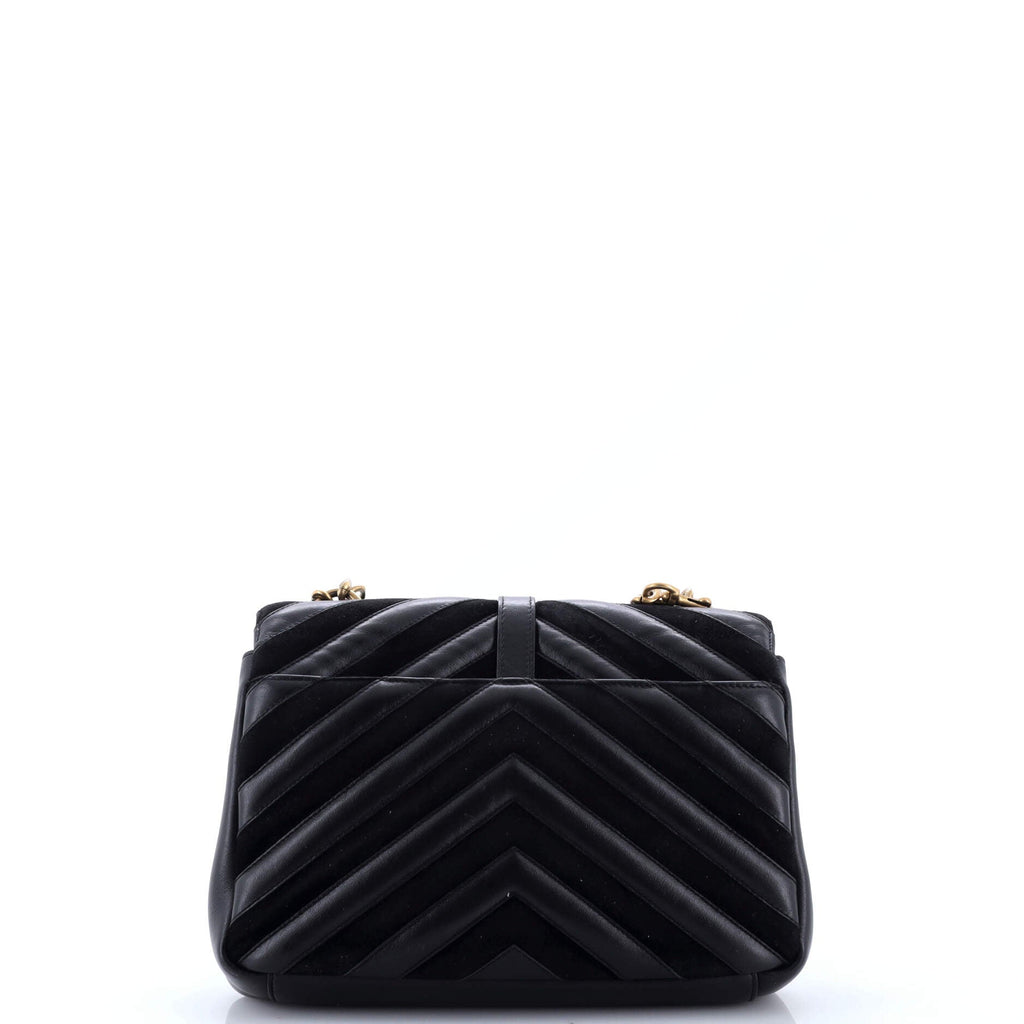 Classic Monogram College Bag Matelasse Chevron Leather and Suede Medium