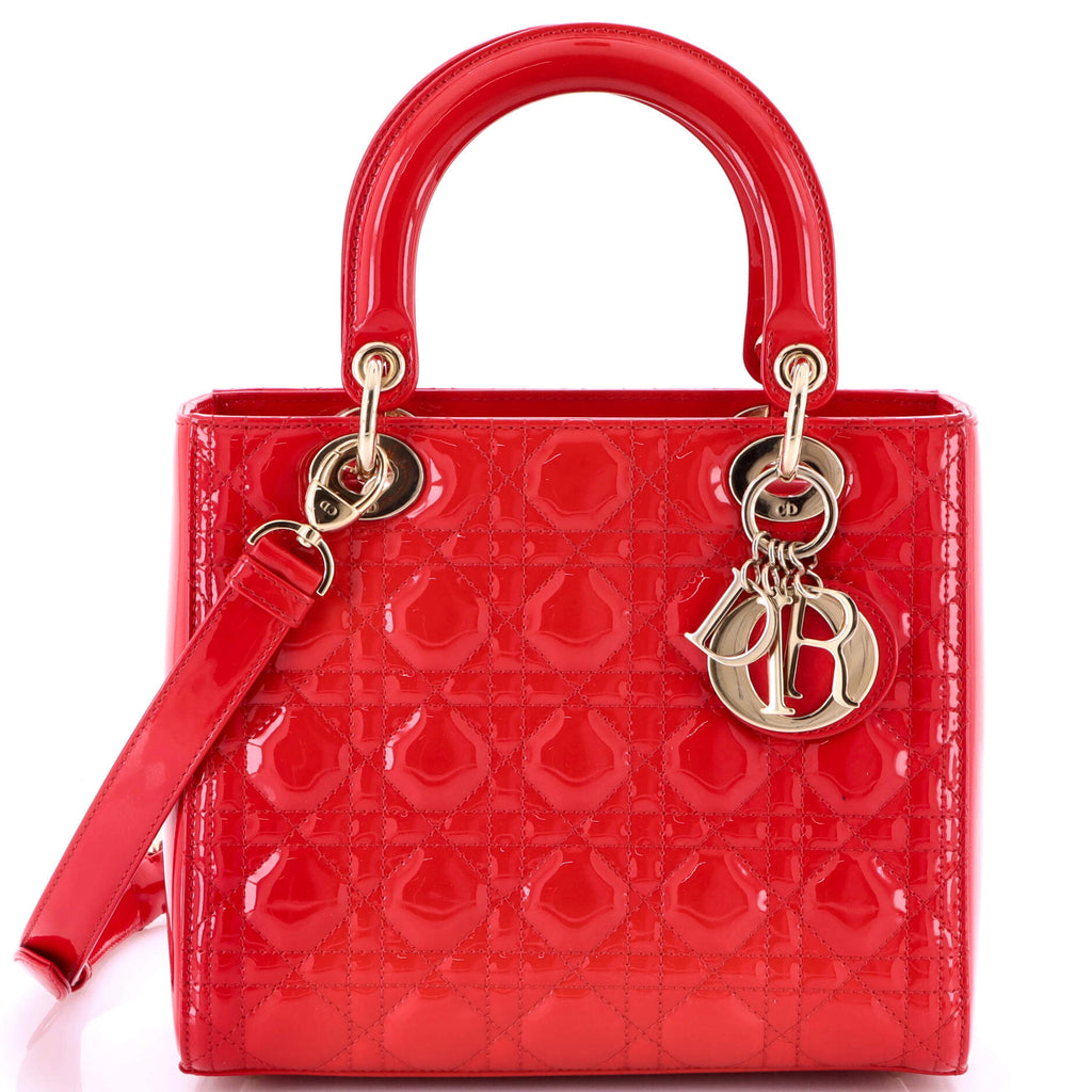 Lady Dior Bag Cannage Quilt Patent Medium