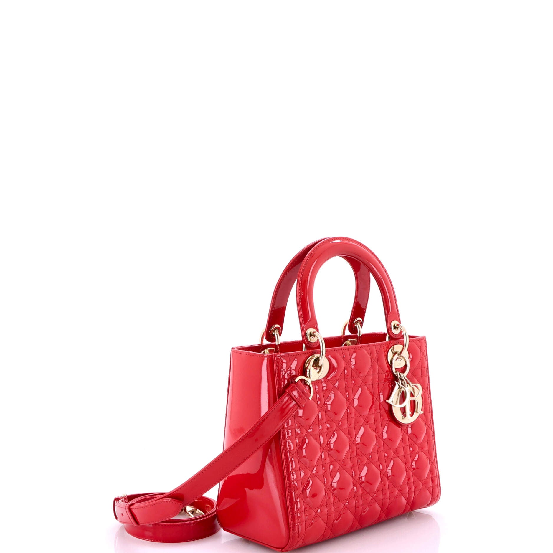Lady Dior Bag Cannage Quilt Patent Medium