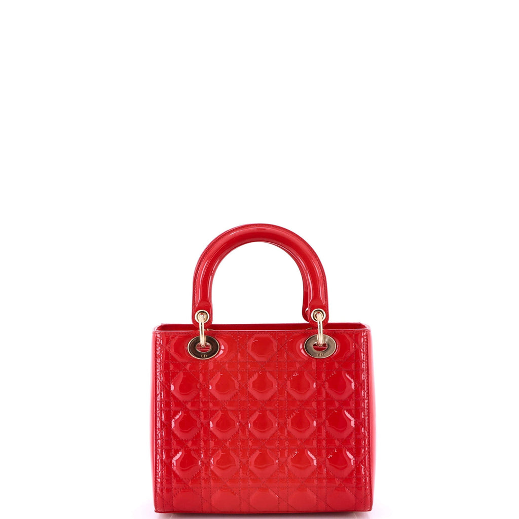 Lady Dior Bag Cannage Quilt Patent Medium