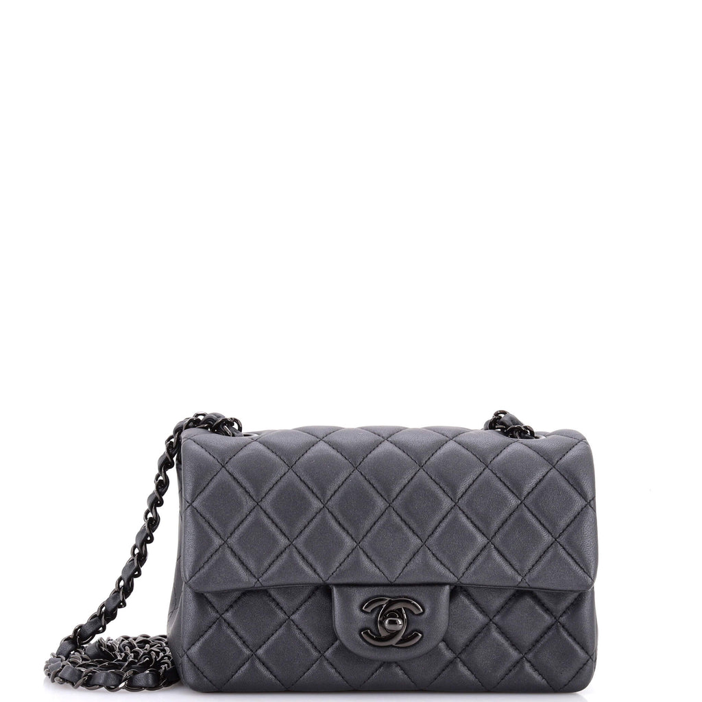 So Black Classic Single Flap Bag Quilted Lambskin Mini