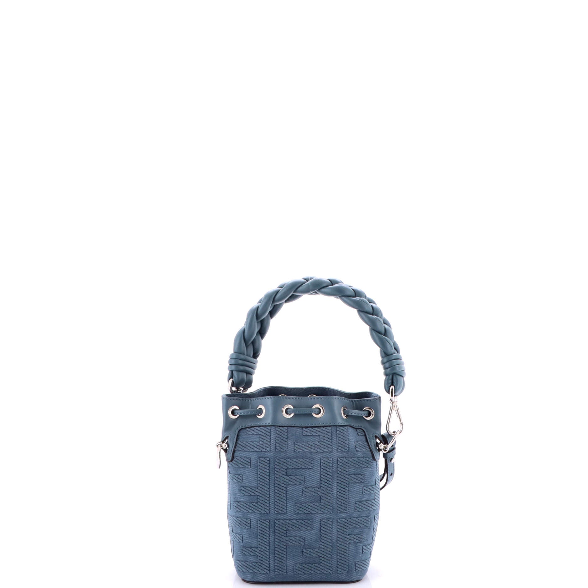 Woven Handle Mon Tresor Bucket Bag Zucca Embroidered Canvas Mini
