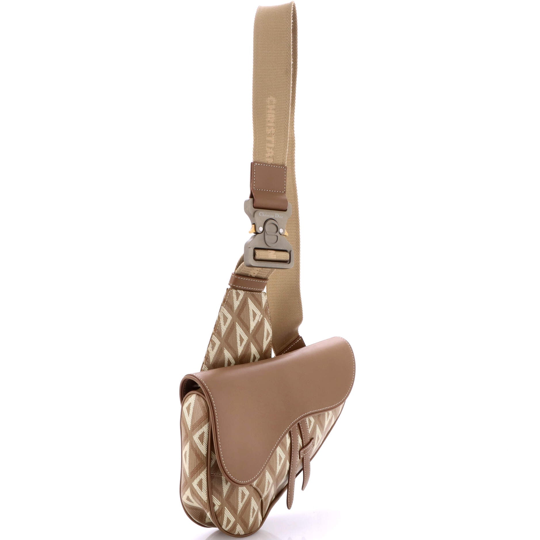Saddle Crossbody Bag CD Diamond Coated Canvas and Leather