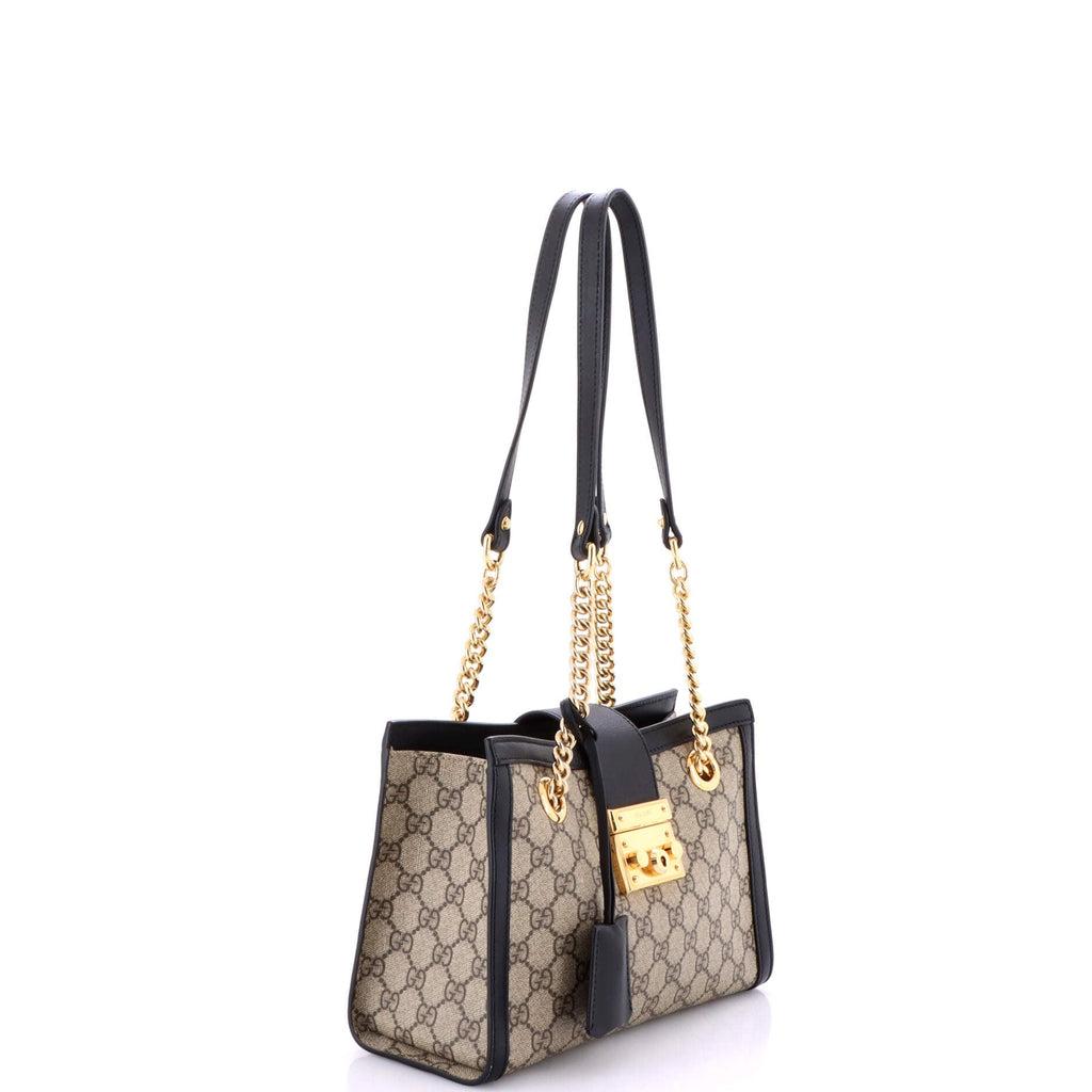 Padlock Chain Tote GG Coated Canvas with Leather Small