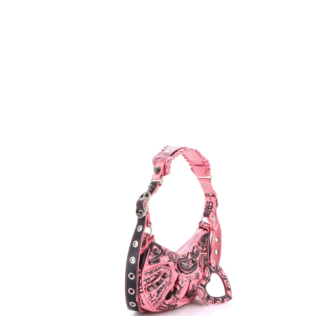 Le Cagole Graffiti Giant Studs Shoulder Bag Leather XS