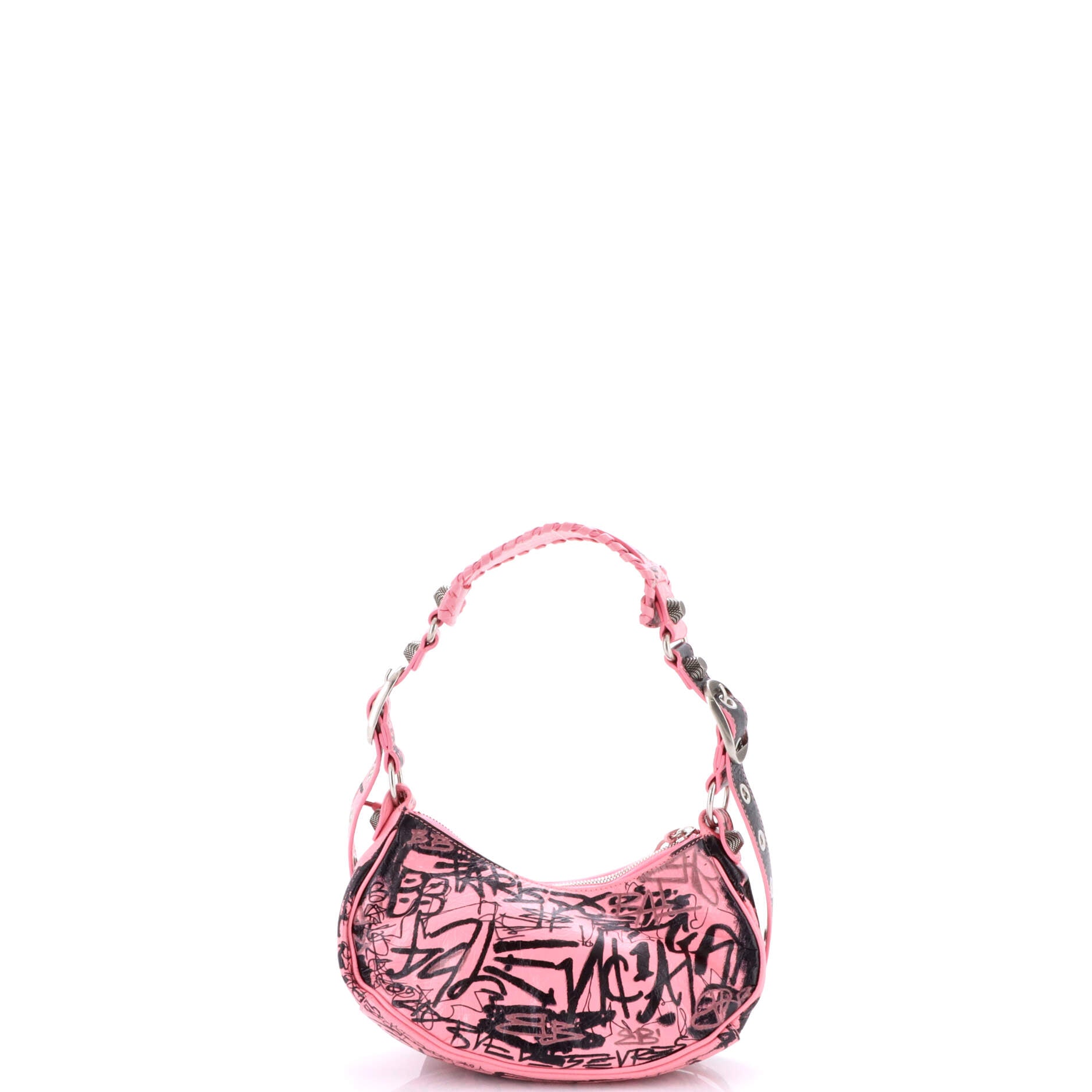 Le Cagole Graffiti Giant Studs Shoulder Bag Leather XS