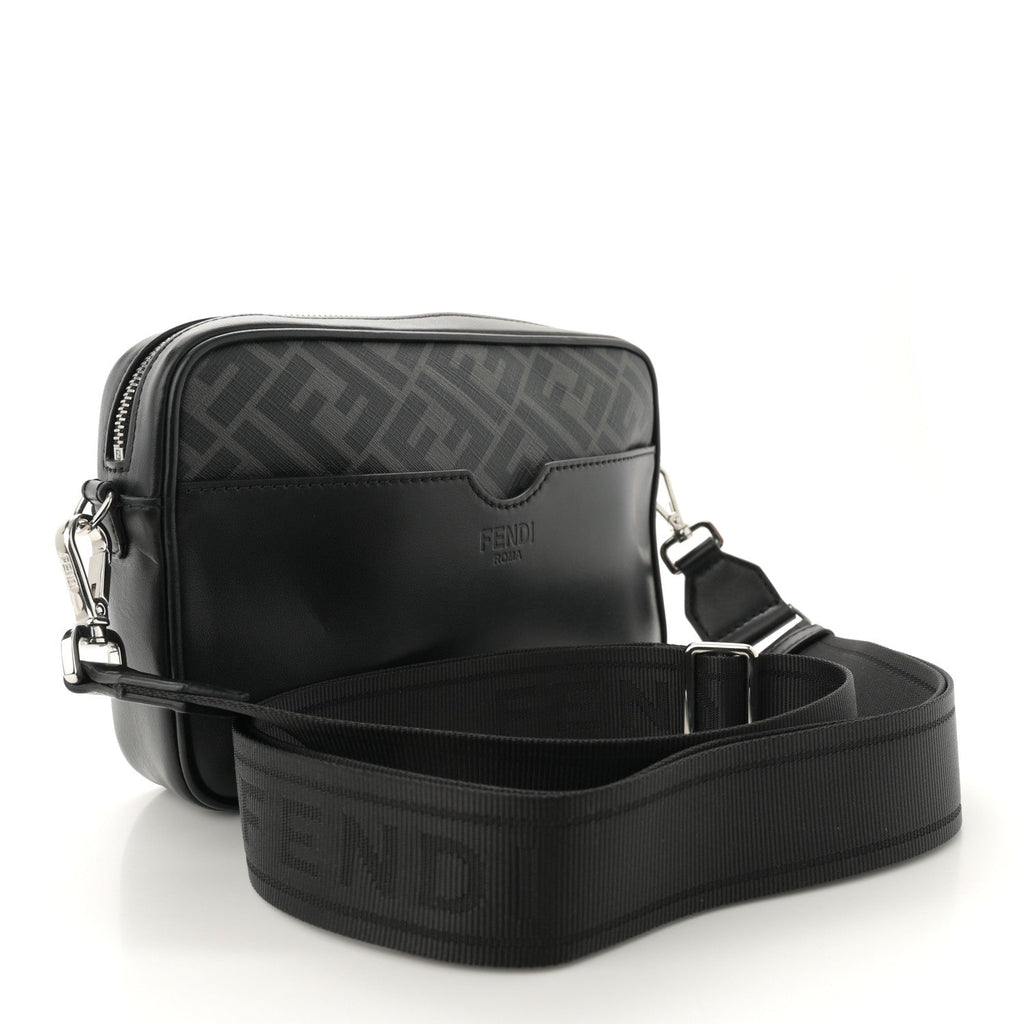 Shiny Glazed Fabric Vitello Cover FF 1974 Logo Medium Camera Case Black