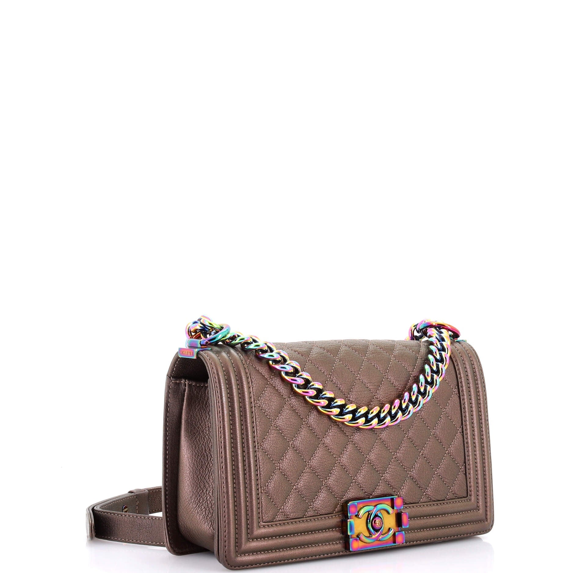 Boy Flap Bag Quilted Iridescent Goatskin Old Medium