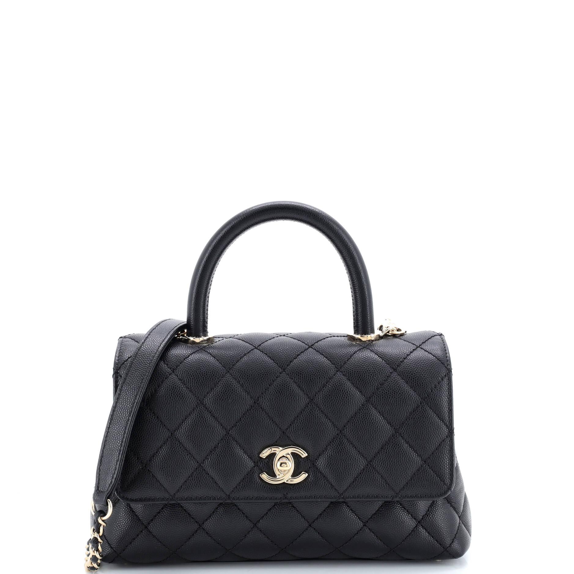 Coco Top Handle Bag Quilted Caviar Mini