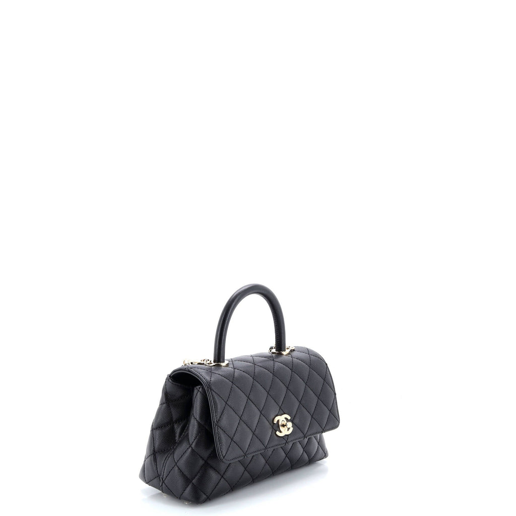Coco Top Handle Bag Quilted Caviar Mini