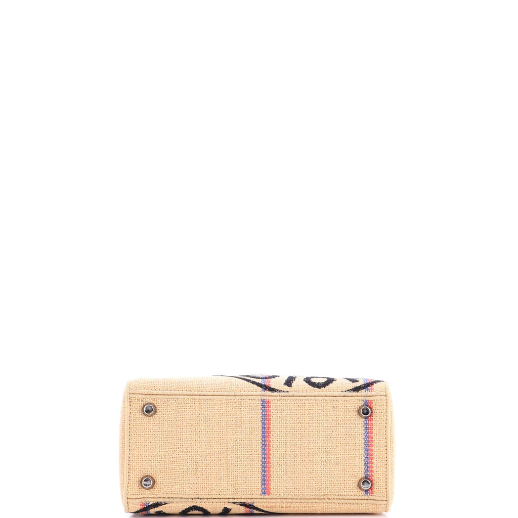 Lady D-Lite Bag Embroidered Jute Canvas Medium