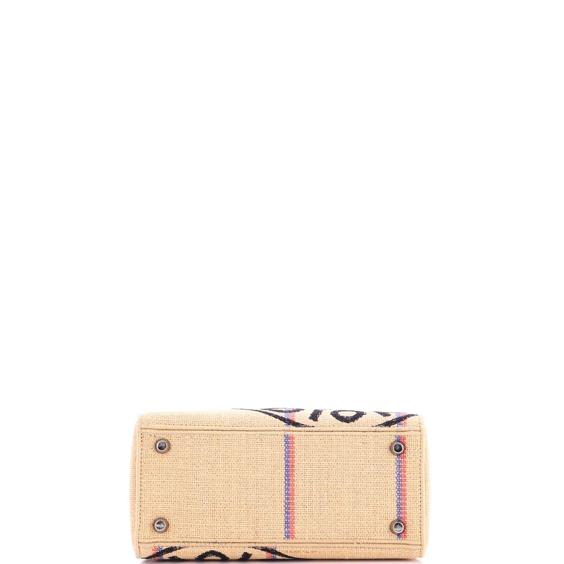 Lady D-Lite Bag Embroidered Jute Canvas Medium
