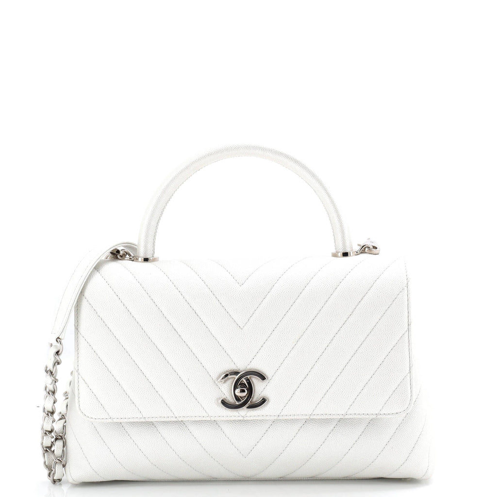 Coco Top Handle Bag Chevron Caviar Medium