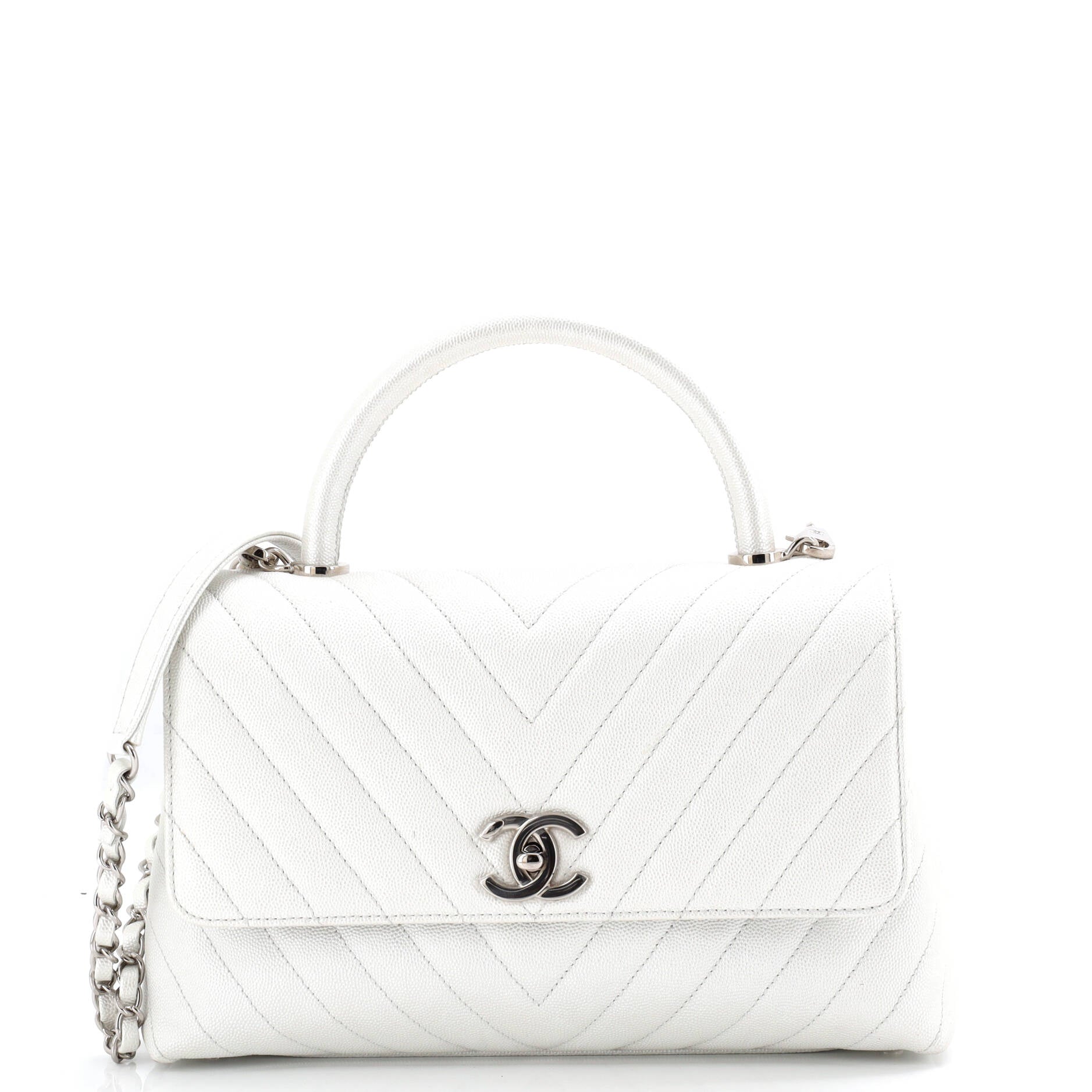 Coco Top Handle Bag Chevron Caviar Medium