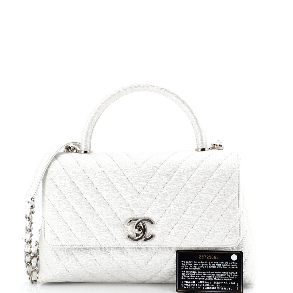 Coco Top Handle Bag Chevron Caviar Medium
