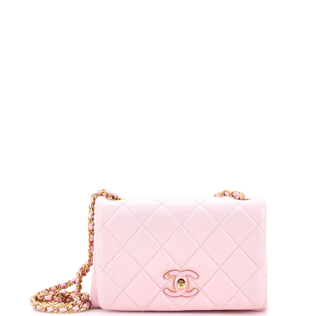 Enamel Multi CC Chain Flap Bag Quilted Lambskin Mini