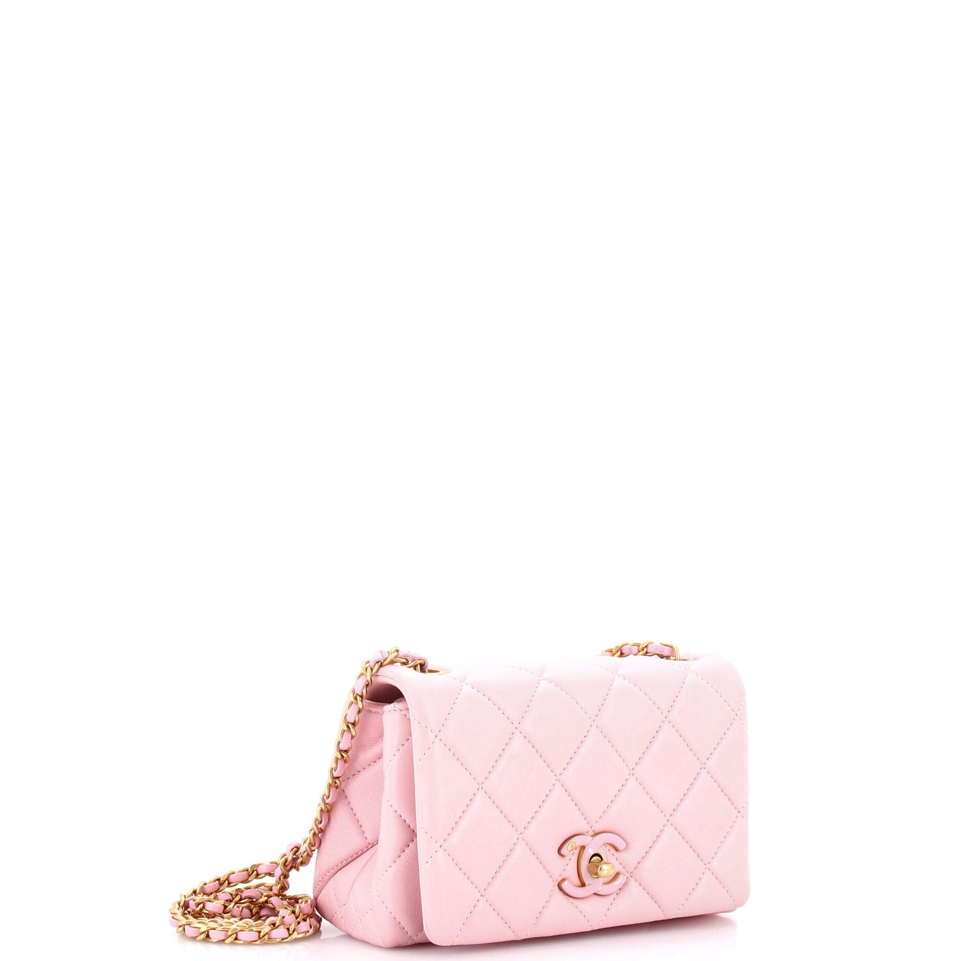 Enamel Multi CC Chain Flap Bag Quilted Lambskin Mini