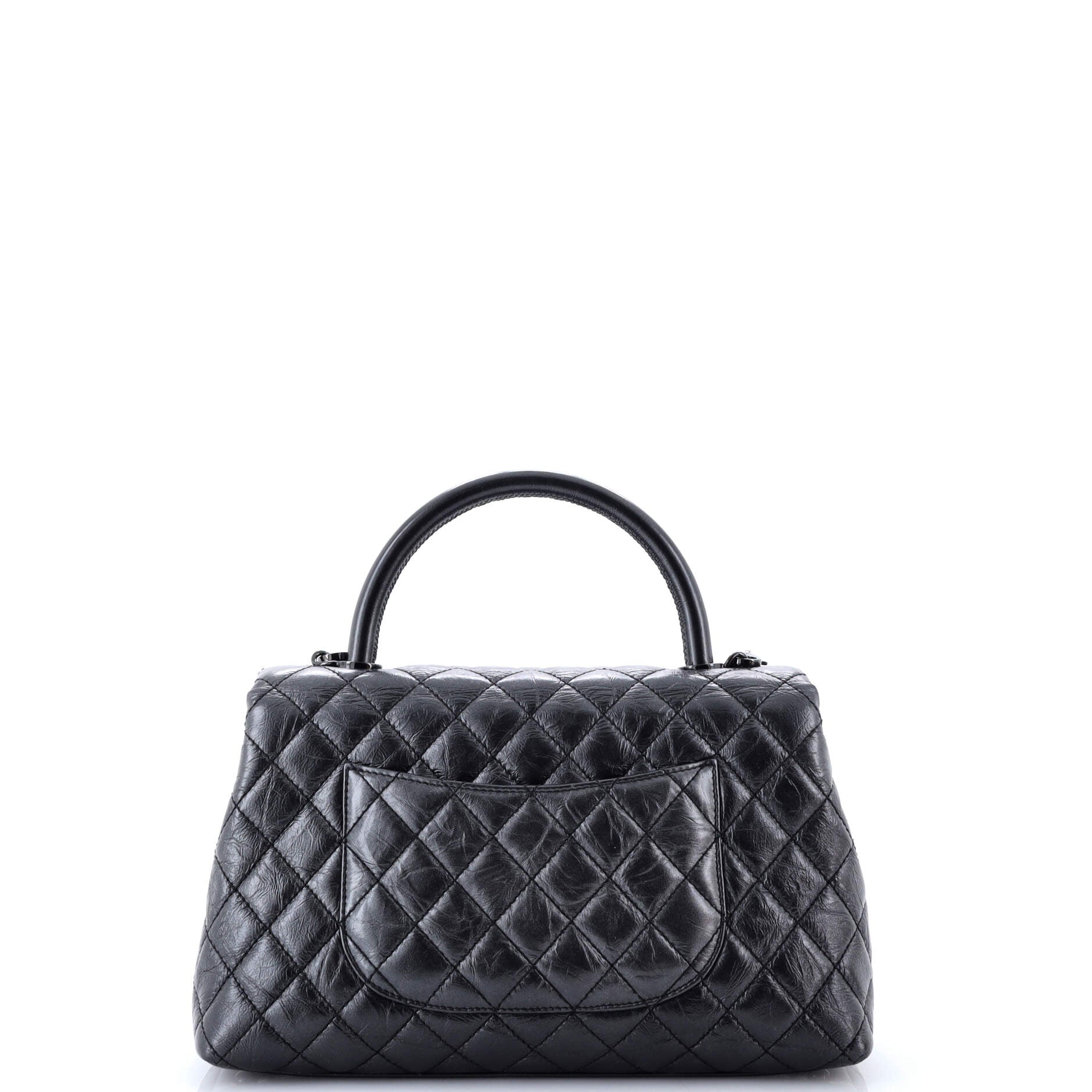 Coco Top Handle Bag Quilted Crumpled Calfskin Small