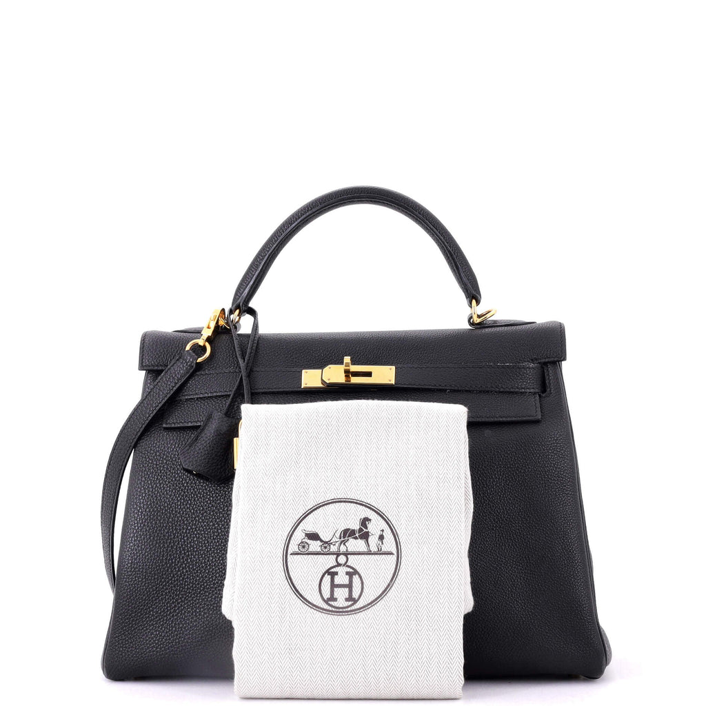 Kelly Handbag Noir Togo with Gold Hardware 32