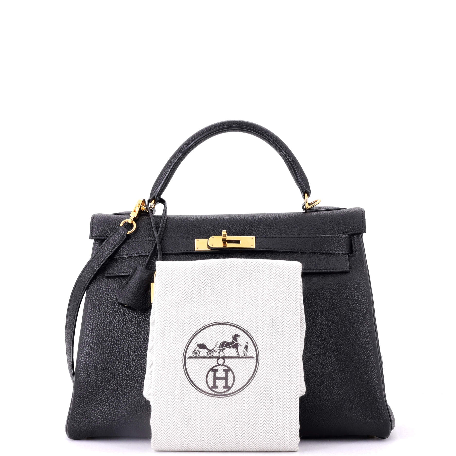 Kelly Handbag Noir Togo with Gold Hardware 32